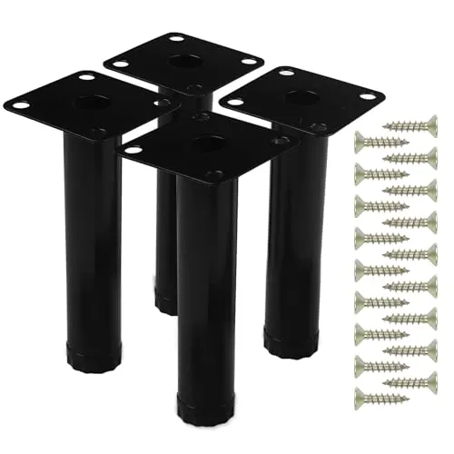 tekenewbse 4 Stück 10 cm Möbelfüße Verstellbar, Metallfüße Füße für Möbel Verstellbare Schrankfüsse Höhenverstellbare Tischbeine, Schreibtisch Beine Metallfüße Sofa Regalfüße Schwarz Möbelbeine