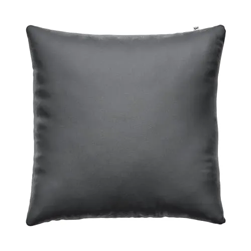 Wolkenfeld Satin Kissenbezug 80x80 Baumwolle - Traumhaft weiche Kissenhülle mit verdecktem Reißverschluss - Anthrazit Grau