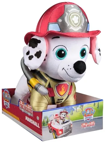 PAW Fire Rescue - Marshall Plüsch - Kuscheltiere: 25 cm großer Marshall aus der PAW Patrol in Feuerwehruniform, ideal zum Spielen und Kuscheln. Perfekt für Kinder ab 3 Jahren und Sammler!