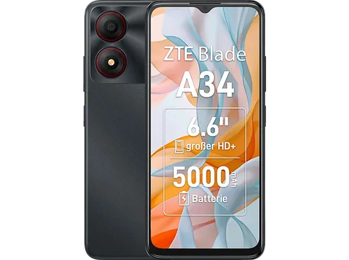 ZTE Smartphone Blade A34 - 16,6 Zoll HD Display, 4G LTE, 64GB Speicher, Dual-SIM und ergonomisches Design für optimale Benutzererfahrung