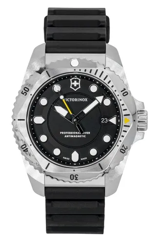 Victorinox Herren Armbanduhr Dive Pro Ø 43 mm - Swiss Made, Wasserdicht bis 300 m - Armbanduhren für Herren, moderne Taucheruhr mit kratzfestem Saphirglas und leuchtenden Zeigern für optimale Ablesbarkeit auch in der Nacht.