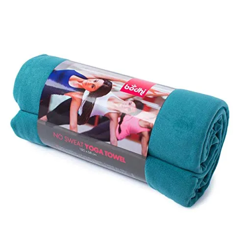 Bodhi Yoga Handtuch NO Sweat Towel L, großes Yogatuch, extra saugfähig und schnell trocknend, auch als Yogamatten-Auflage, 185 x 68cm, z. B. für Hot Yoga (Petrol)