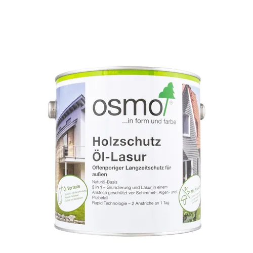 Osmo Holzlasur 900 Weiß, 2,5l - Wetterfester Holzschutz - Beizen für außen mit Grundierung und Lasur in einem Anstrich. Ideal für Holz im Außenbereich, schützt vor Schimmel und Pilzbefall und lässt das Holz atmen.