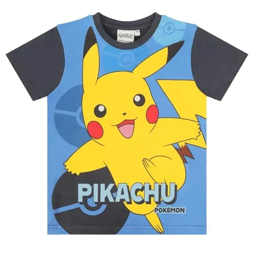 Pokemon T-Shirt Jungen Mädchen Pikachu Poke Shirt (DE/NL/SE/PL, Numerisch, 134, Regular, Dunkelblau)