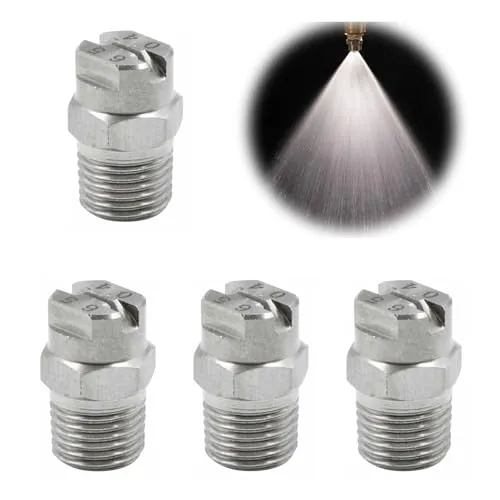 Hochdruck Sprühdüse, 4 Stück Hochdruckreiniger Oberflächenreiniger Düse, Flachstrahldüse Nebeldüsen Edelstahl Waschdüse Ersatzdüsen Zubehör 1/4'' Gewindeanschluss (65 Grad, 1,3 mm Öffnung)