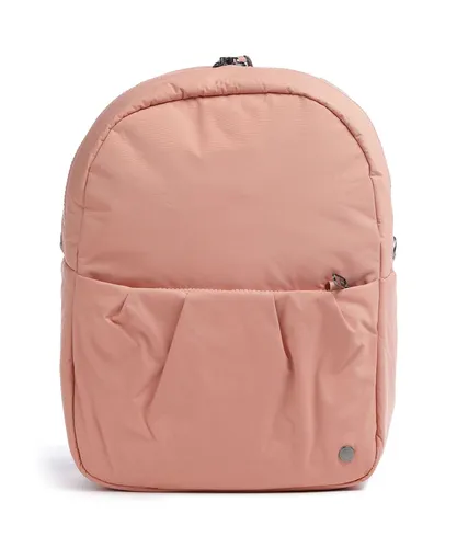 Pacsafe Citysafe CX ECONYL® Convertible Backpack Rose - Damen-Rucksackhandtaschen mit abschließbarem Two Way Zipper und Schlitzschutz, der Ihre Habseligkeiten schützt und als Umhängetasche genutzt werden kann. Maße: 27 x 19 x 11,5 cm.