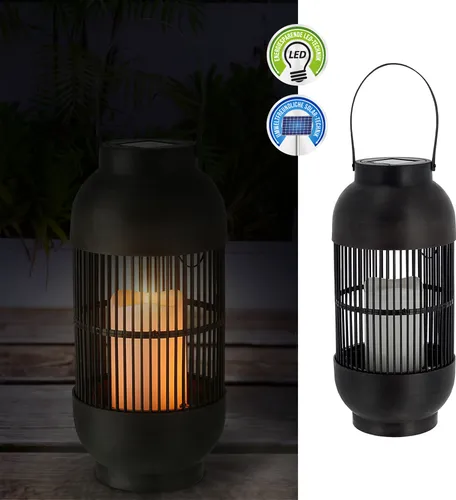 Solar Laterne Henkel 15x33cm Metall Tischlampe Gartenleuchte Wegelampe warmweiß 12 Leds Gitterdesign