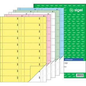 Sigel Bonbuch BO122, farbig sortiert, A4-Block mit je 1000 Bons, 5 Stück