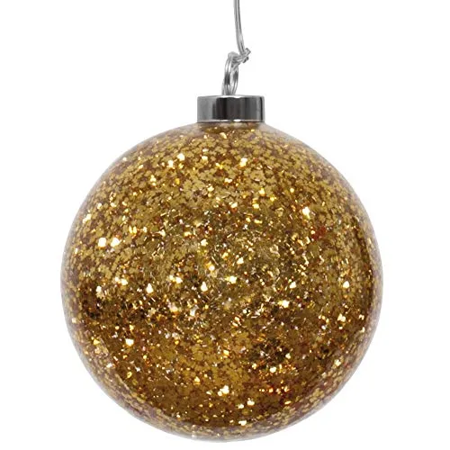 RiBa-Living Glaskugel-LED beleuchtet, Gold Dekor,