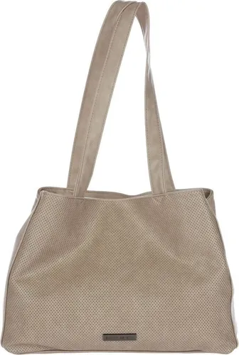 Große Damen Tasche Umhängetasche Crossover Bag in Lederoptik - Stilvolle Umhängetasche in Taupe, ideal für den Alltag. Mit zwei Hauptfächern, einem Reißverschlussfach und praktischem Magnetverschluss. Maße: 36 x 27 x 13 cm.
