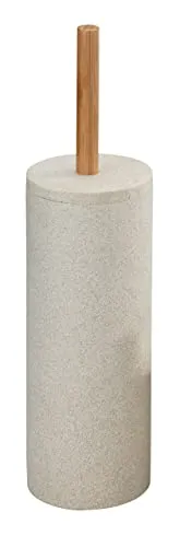 WENKO Toiletten Bürsten Klo Halter WC Garnitur Vico - Klobürsten in geschlossener Form aus hochwertigem Polyresin und Bambus, bietet natürlichen Charme und verbirgt die Bürste stilvoll.