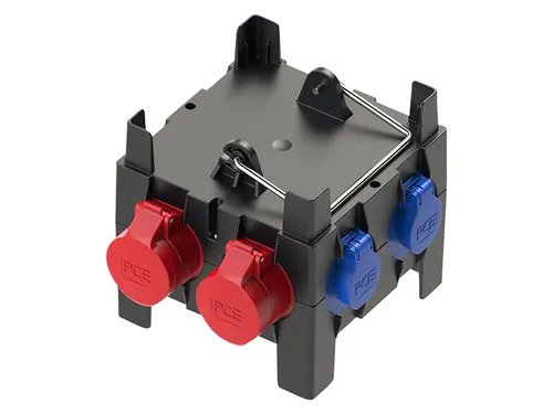 PCE Stromverteiler IMST 2x CEE 16A - Steckdosen & Zubehör, vielseitiger Stromverteiler mit 2x CEE 16A und 4x Schutzkontakt-Steckdosen für flexible Stromversorgung in Werkstätten oder Baustellen.