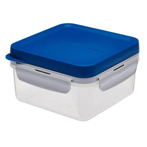 LocknLock Food Container: 3-in-1 Lunchbox (1,2L) in Blau mit 3 Fächern, Besteck & Saucenbecher