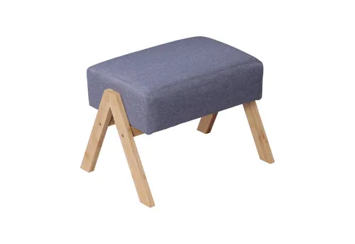 Relaxdays Fußhocker mit Bambusbeinen – Gepolsterte Fußablage in Grau/Natur