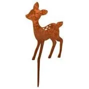 Melingo Menovus Rost-Deko Gartenstecker REH Bambi, Garten und Teich Dekoration 23x17 cm