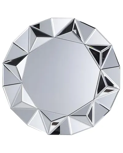 Wandspiegel HABAY 70 cm Silber - Eleganter Wandspiegel in Diamantform mit verspiegeltem Rahmen, der jeden Raum optisch vergrößert und ein glamouröses Ambiente schafft. Ideal für jeden Einrichtungsstil.