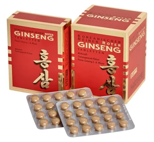 KGV Koreanischer Reiner Roter Ginseng, 60 Tabletten, je 300 mg Ginsengwurzel-Pulver, Arzneimittel mit 6-jährigem Panax Ginseng