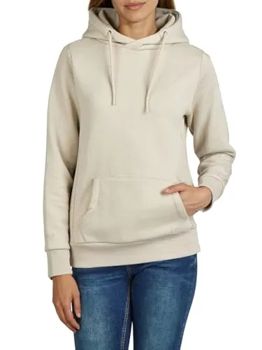 DENIMFY Hoodie Damen Regular Fit DFEmma - Beige XL - Stylischer Regular Fit Kapuzenpullover für Damen mit praktischer Kängurutasche und verstellbarer Kapuze. Ideal für jeden Anlass und aus pflegeleichtem Baumwoll-Mischgewebe gefertigt.