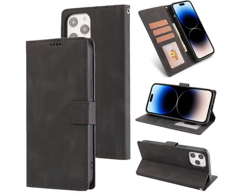 König Design Handyhülle Apple iPhone 14 Pro, Schutzhülle Schutztasche Case Cover Etuis Wallet Klapptasche Bookstyle