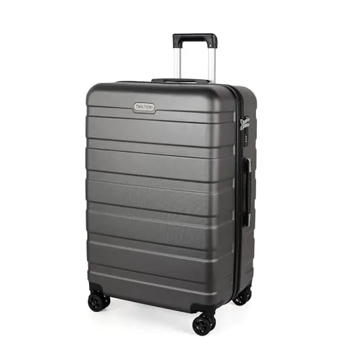 TANTOMI Koffer Groß, Reisekoffer Hartschalenkoffer, Koffer & Trolley mit Passwortsperre, Hartschale Suitcase mit 5 Rollen(Dunkelgrau)