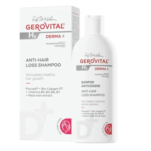 Gerovital H3 Derma+ Anti Haarausfall Shampoo – Dermatologisches Shampoo gegen Haarausfall & Alopecia, regt Haarwachstum an, 200 ml