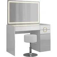 Vicco Schminktisch Adela Weiß Hochglanz mit LED-Spiegel - Sonstige Schlafzimmermöbel, eleganter Schminktisch mit praktischem Hocker und integrierter LED-Beleuchtung für perfektes Styling.