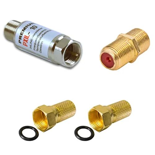 Premium X Inline Verstärker Set Signalverstärker F-Verbinder 2X F-Stecker für SAT und DVB-T2