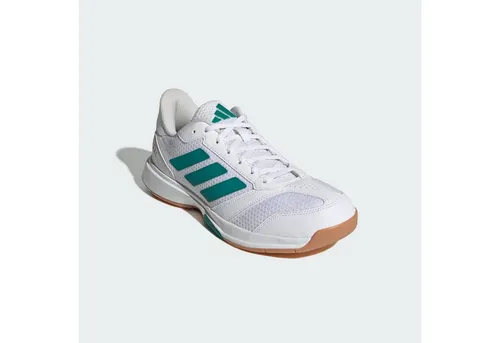 adidas Herren Ligra 8 Hallenschuhe, FTWR White/Equipment Green/Grey One, 44 2/3 EU - Hochwertige Hallenschuhe mit regulärer Passform und atmungsaktiver Struktur. Ideal für den Indoor-Sport, bieten sie optimalen Komfort und Unterstützung bei jedem Schritt.