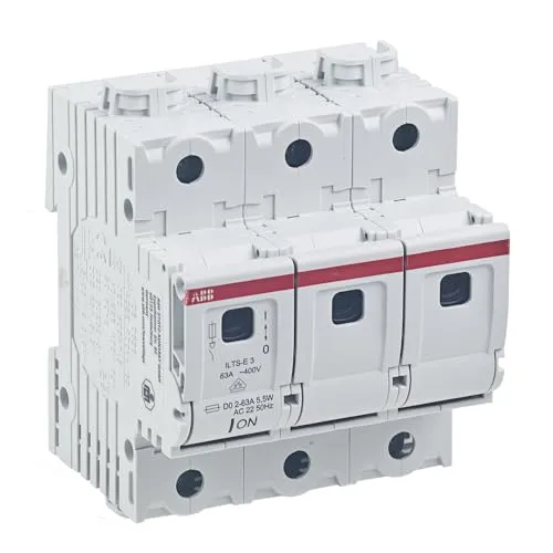 Lasttrennschalter Neozed D02 3-polig 63A - Wahlschalter Set mit Sicherungen und Passhülsen für 35mm Hutschienen. Sicherer Wechsel des Sicherungseinsatzes ohne Kontakt zu spannungsführenden Teilen.