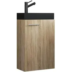 Mid.you Waschtischkombi Slito BL in Sonoma Eiche - Hängende Waschtischkombination aus Metall und Sperrholz, 40.5 cm, ideal für platzsparende Badezimmerlösungen.