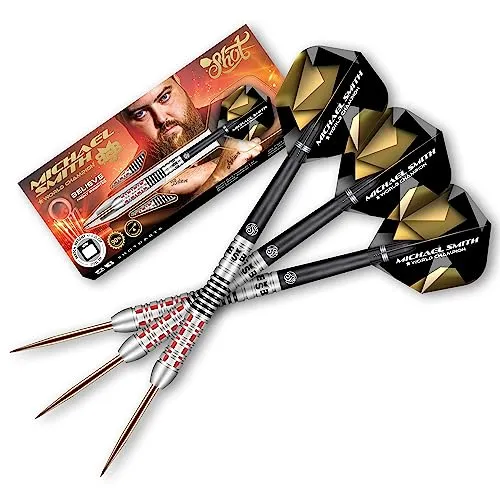 Shot! Steel Darts Michael Smith Bully Boy Believe 90% Tungsten Steeltip Darts (26 Gramm) Steeldart Hochwertige Tungsten Dartpfeile Set mit Schäften und Flights Made in Neuseeland