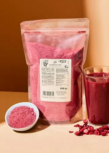 KoRo - Gefriergetrocknetes Cranberrypulver 250 g - 100 % gefriergetrocknete Cranberrys - Zusatz für Müsli, Smoothies und Joghurt - Natürliches Färbemittel