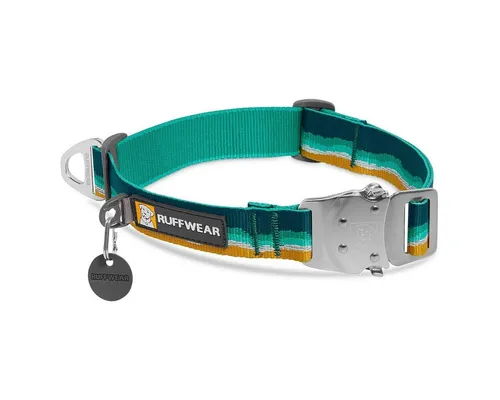 Ruffwear Top Rope Collar Hundehalsband - Seafoam - Robustes Tierhalsband mit Ganzmetall-Talon-Schnalle für schnelles Anleinen, waschbar per Hand. Integrierter Reflexionsstreifen sorgt für Sichtbarkeit bei Dunkelheit.