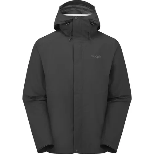 Rab Downpour Jacket black (BLK) M - Funktionsjacke für Herren, wasserdicht mit 20.000 mm Wassersäule und 20.000 g/m²/24h Atmungsaktivität - ideal für Outdoor-Abenteuer bei jedem Wetter.