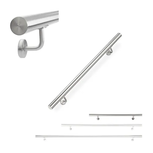 Edelstahlhandlauf für Treppen und Wände - Robuster Wandhandlauf aus Edelstahl, ideal für Treppen und zur Sicherheit in Ihrem Zuhause. Verfügbar in verschiedenen Größen und mit 1 Jahr Herstellergarantie.
