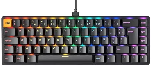 GLORIOUS GMMK 2 (65%) Mechanische Tastatur, Fox, AZERTY, Schwarz | Aluminiumoberfläche für Biegsteifheit, Hot-Swap, Tastenweise RGB-Beleuchtung & Doubleshot-Kappen, PC-Gaming auf hohem Niveau