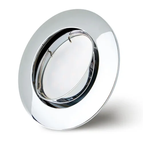 Set Einbaustrahler Chrom Ø68mm Lochbohrung mit LED Modul 5 Watt 400 Lumen Warmweiß 2700K ultra flach 30mm schwenkbar