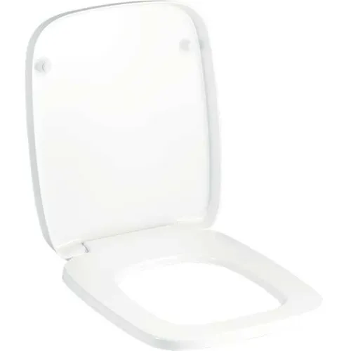 Toilettendeckel Silk mit Absenkautomatik - WC-Sitz aus Duroplast in Weiß, mit verchromten Messingscharniere und Absenkautomatik für sanftes Schließen, ideal für hygienische und unkomplizierte Nutzung.