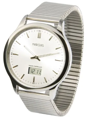 MARQUIS Herren Funkuhr, Gehäuse und Armband aus Edelstahl, deutsches Funkwerk, Armbanduhr 964.6221