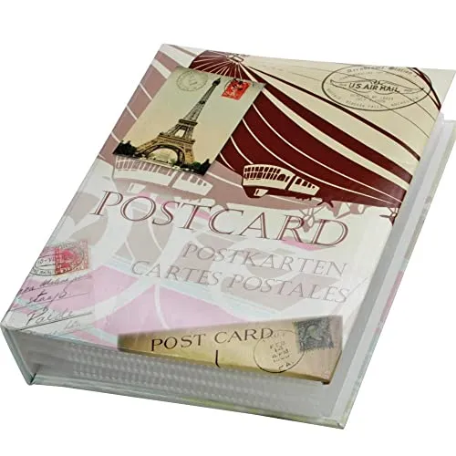 Postkartensammelalbum RETRO – 50 Folienblätter, gebunden, 19 x 24 x 5,5 cm - Attraktives Postkarten-Album mit 50 stabilen Blättern für bis zu 200 Postkarten. Aus weichmacherfreier PP-Folie, ideal für moderne Karten. Robuster Kartoneinband mit Schutzlack.