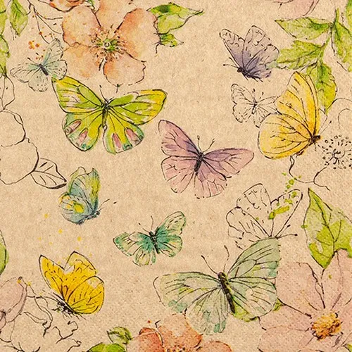 Servietten aus Recycling-Papier Colourful Butterflies Schmetterlinge 33x33cm 20