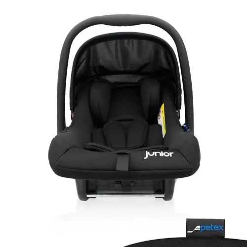 PETEX Babyschale fürs Auto - i-Size Norm, 40-87 cm mit Schaukelfunktion - Kindersitz i-Size Norm ECE R129, sicher und komfortabel für Kinder von 40-87 cm, mit praktischer Schaukelfunktion und abnehmbarem Sonnendach.