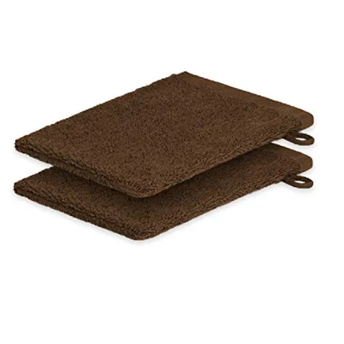 EXKLUSIV HEIMTEXTIL 2X Waschhandschuh 15 x 21 cm Schokobraun 500 g