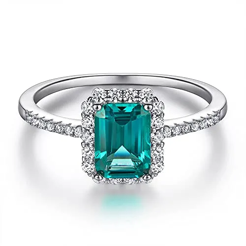 Funkelnder Damenring in 925 Sterling Silber mit Rubin und Smaragd Edelstein für Damen und Frauen I Ring Zirkonia Stein mit Profischliff Schmuck in Juweliersqualität (Green Emerald, 50)