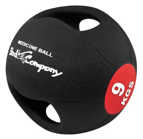 Bad Company I Pro-Grip Medizinball I Fitnessball mit Doppelgriff I Einzeln oder im Set I 9 Kg