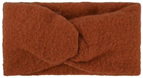 styleBREAKER Damen Feinstrick Stirnband mit Twist Knoten | warmes Winter Haarband mit weicher Oberfläche | elastisches Headband Ohrwärmer 15 cm breit, Farbe:Cognac