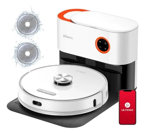 Ultenic T10 Pro Saugroboter mit Wischfunktion - Roboterstaubsauger mit 4000 Pa Saugleistung und selbstentleerender Station für 60 Tage. Integrierte UV-Sterilisation tötet 99,9% Bakterien und Viren, ideal für ein hygienisches Zuhause.