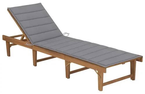 vidaXL Klappbare Sonnenliege mit Auflage aus Akazie - Gartenliegen aus massivem Akazienholz mit verstellbarer Rückenlehne für optimalen Komfort. Witterungsbeständig und leicht zu reinigen, ideal für entspannte Stunden im Freien.