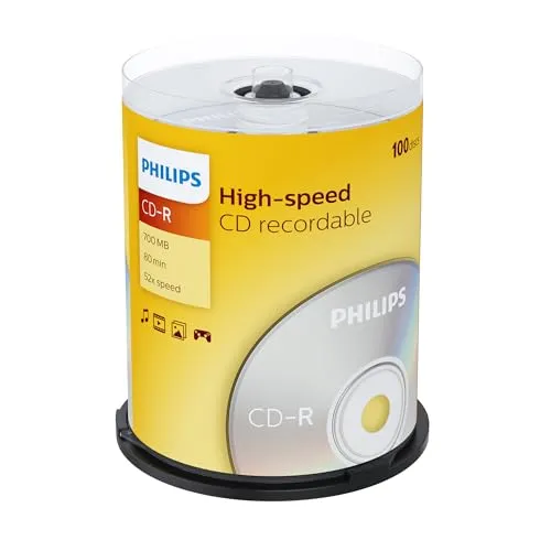 Philips CD-R Rohlinge High-Speed (700 MB / 80 Minuten, 52x Speed , 100er Spindel)