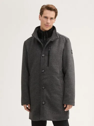 TOM TAILOR Herren Wollmantel 1042475 - Funktionsjacken - Klassischer, langer Woll-Mantel mit recycelter Wolle, ideal für Herbst und Winter, bietet Komfort und Stil in einem.